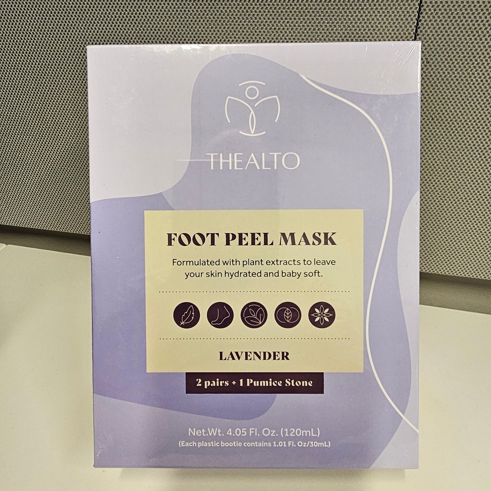 NEW Foot Peel Mask Lavender Thealto Plant Extracts Hydrated Baby Soft 2 Pairs